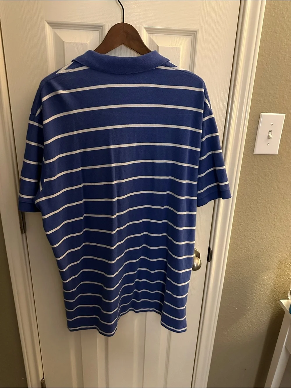 Ralph Lauren Blue Polo with White Stripes and Yellow Pony
